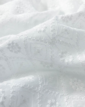 Broderie Anglaise Blanc Crème Losange et Pissenlit - Mercerine