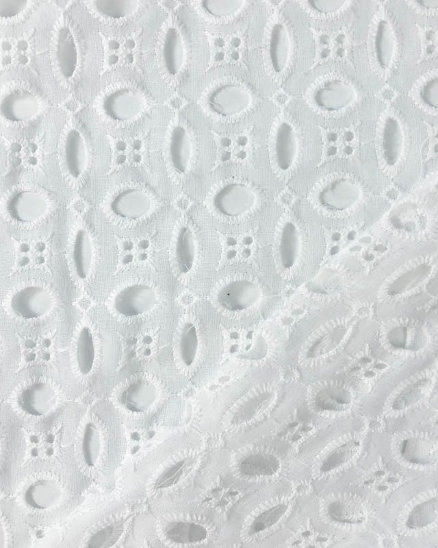 Broderie Anglaise Pétale géométrique Blanc Crème : en ligne - Mercerine