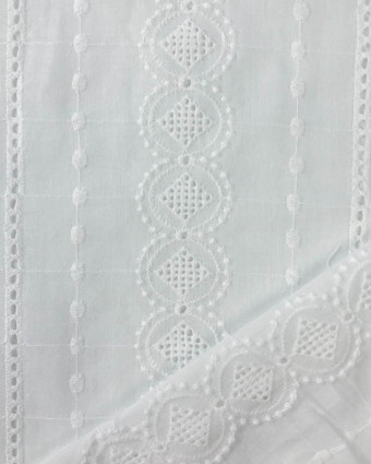 Broderie Anglaise Ligne & Cercle Blanc Crème : en ligne - Mercerine