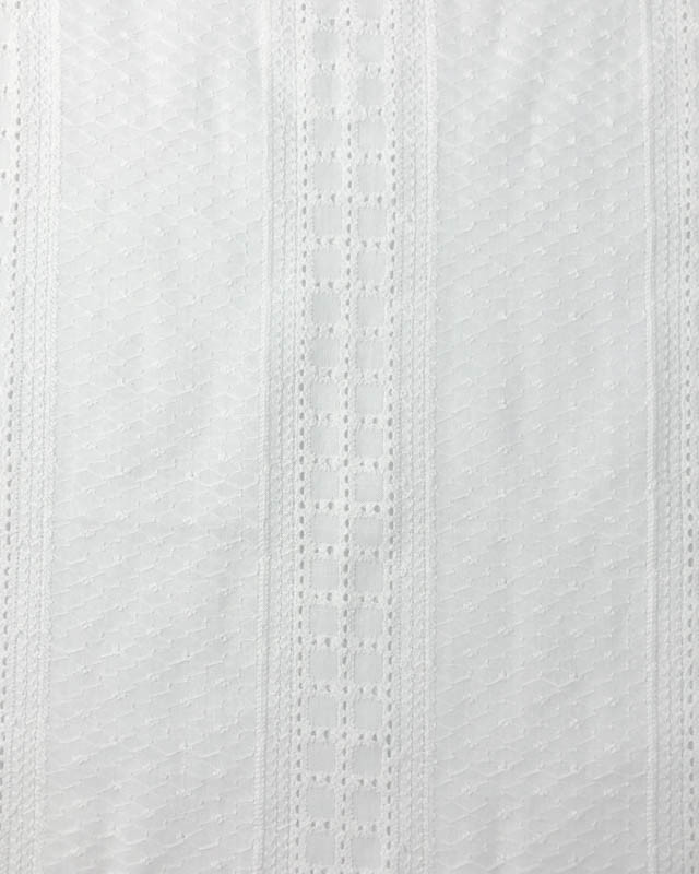 Broderie Anglaise Rayé et Petits Carreaux Blanc Crème : en ligne - Mercerine