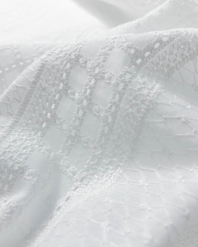 Broderie Anglaise Rayé et Petits Carreaux Blanc Crème : en ligne - Mercerine