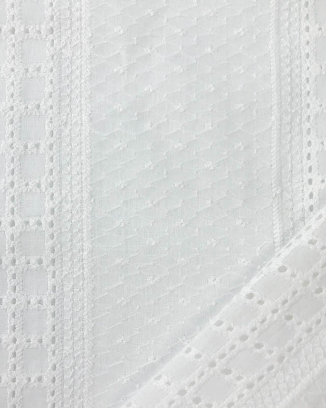 Broderie Anglaise Rayé et Petits Carreaux Blanc Crème : en ligne - Mercerine