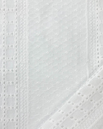 Broderie Anglaise Rayé et Petits Carreaux Blanc Crème : en ligne - Mercerine