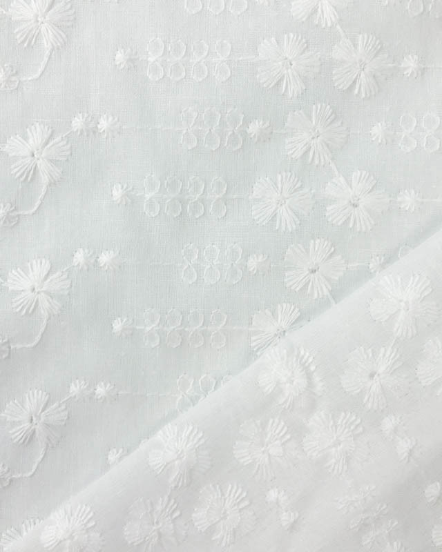 Broderie Anglaise Fleur de Cerisier Blanc Crème - Mercerine