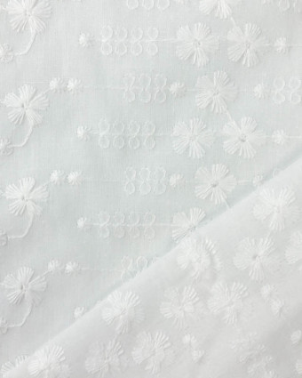 Broderie Anglaise Fleur de Cerisier Blanc Crème - Mercerine