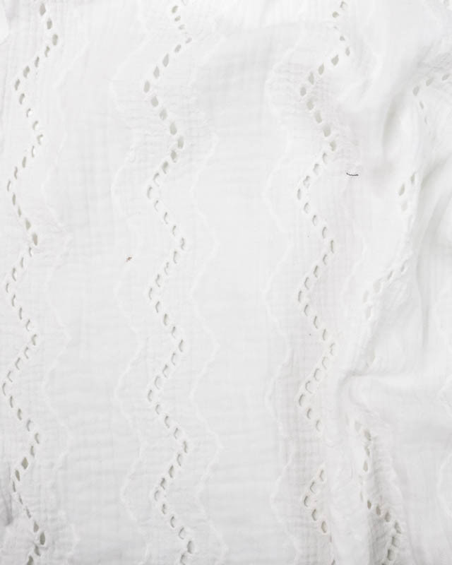 Tissu Double Gaze De Coton Brodée Festonnée Blanc   - Mercerine