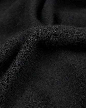 Tissu manteau au mètre : Laine bouillie noire - Mercerine
