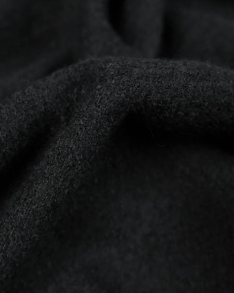 Tissu manteau au mètre : Laine bouillie noire - Mercerine