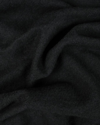 Tissu manteau au mètre : Laine bouillie noire - Mercerine