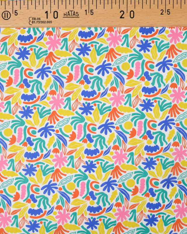 Tissu Coton Imprimé Exotique Abstrait Multicolore  - Mercerine