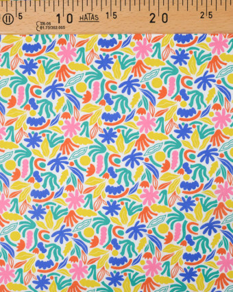 Tissu Coton Imprimé Exotique Abstrait Multicolore  - Mercerine