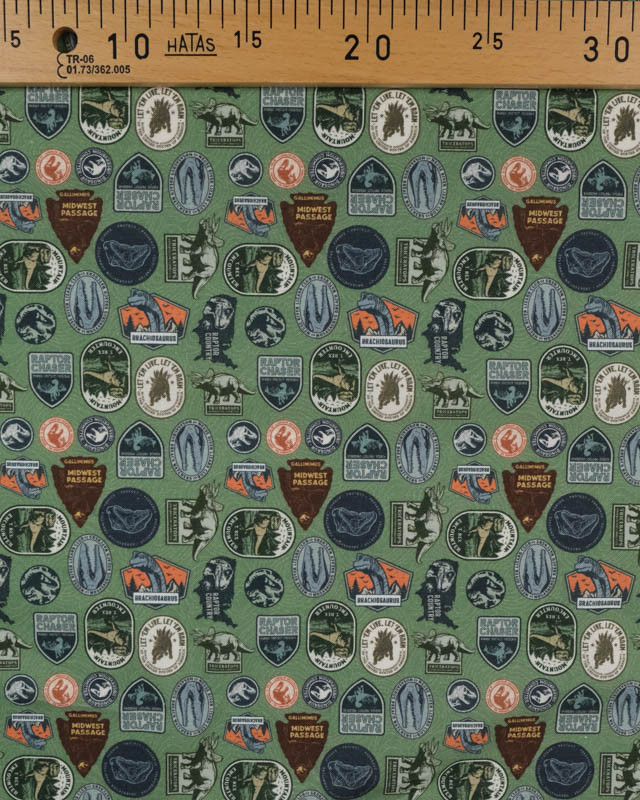 Cretonne Verte Motif Jurassic World - Mercerine