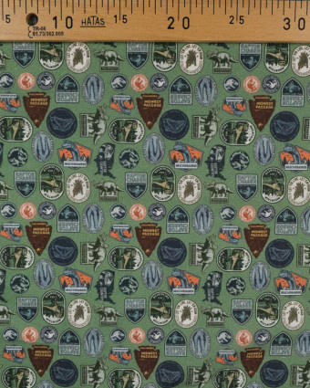 Cretonne Verte Motif Jurassic World - Mercerine