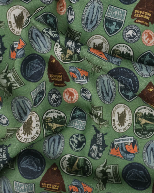 Cretonne Verte Motif Jurassic World - Mercerine