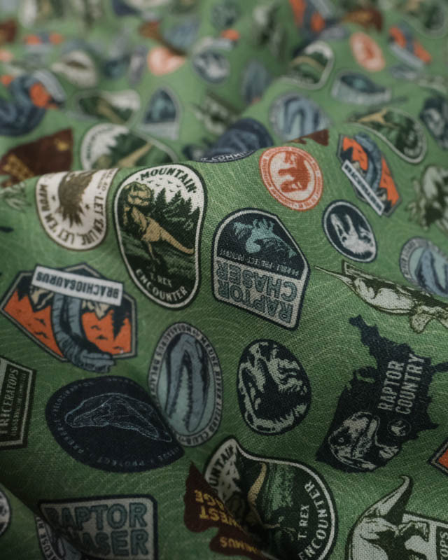 Cretonne Verte Motif Jurassic World - Mercerine