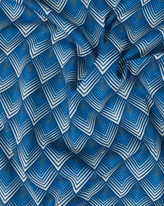 Tissu Coton Bleu Motif Losange - Mercerine