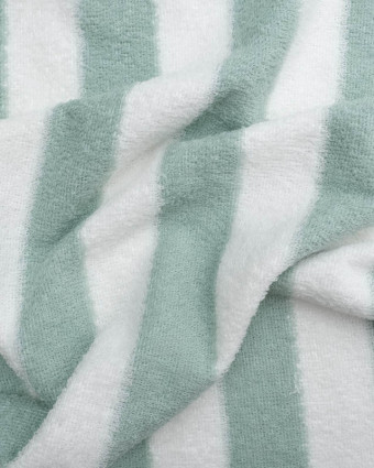 Tissu Eponge rayé vert Blanc - Tissus en ligne  - Mercerine