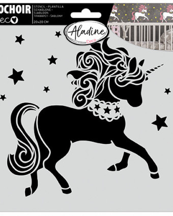 Pochoir Deco Licorne 20*20Cm - Mercerine