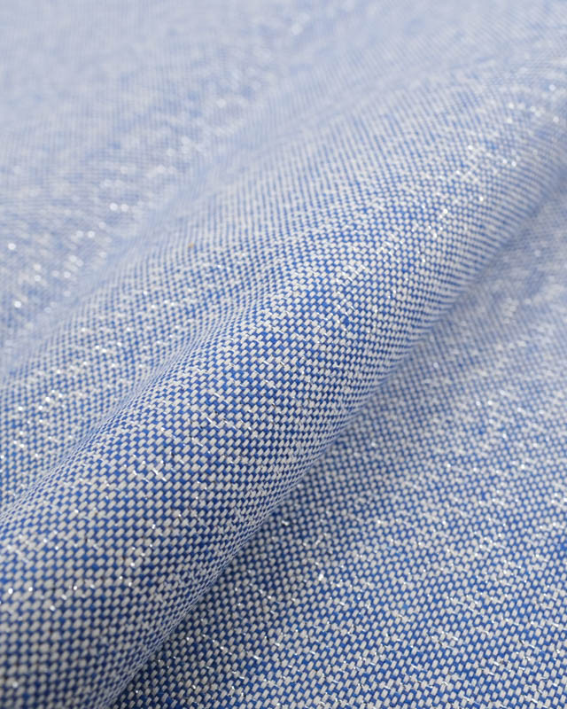 Aspect Lin Lurex Enduit Bleu Argent Oekotex  - Mercerine