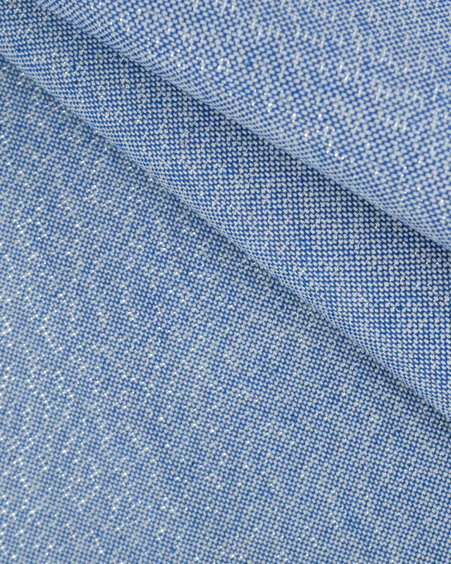 Aspect Lin Lurex Enduit Bleu Argent Oekotex  - Mercerine