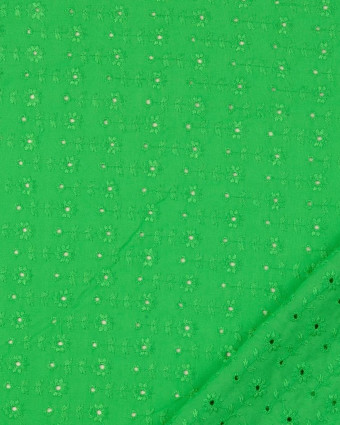 Tissu viscose vert brodé - Tissus en ligne - Mercerine