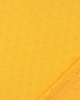 Viscose jaune brodé - Tissu en ligne - Mercerine
