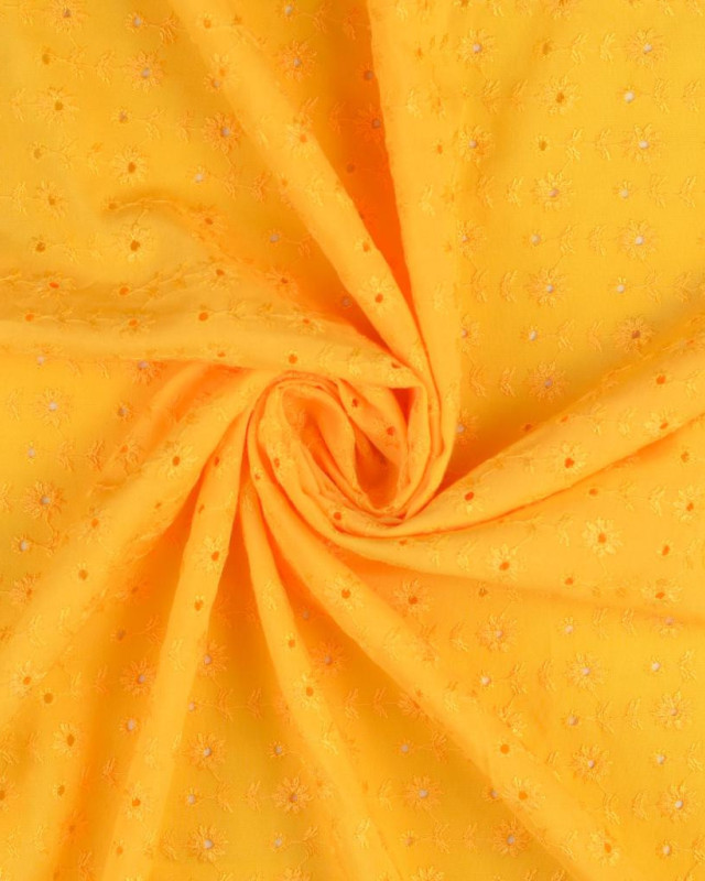 Viscose jaune brodé - Tissu en ligne - Mercerine