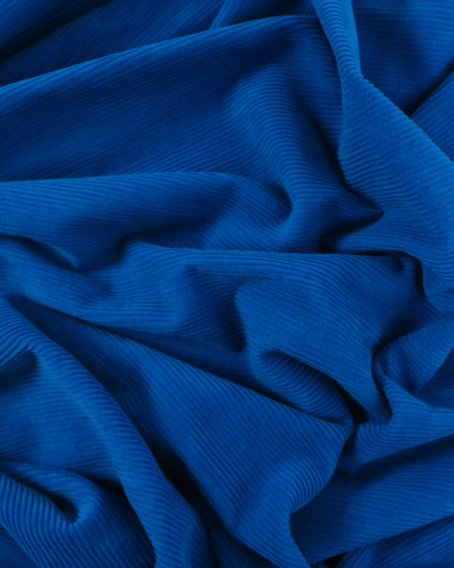 Tissus en ligne : Velours Côtelé Bleu Roi Oekotex  - Mercerine