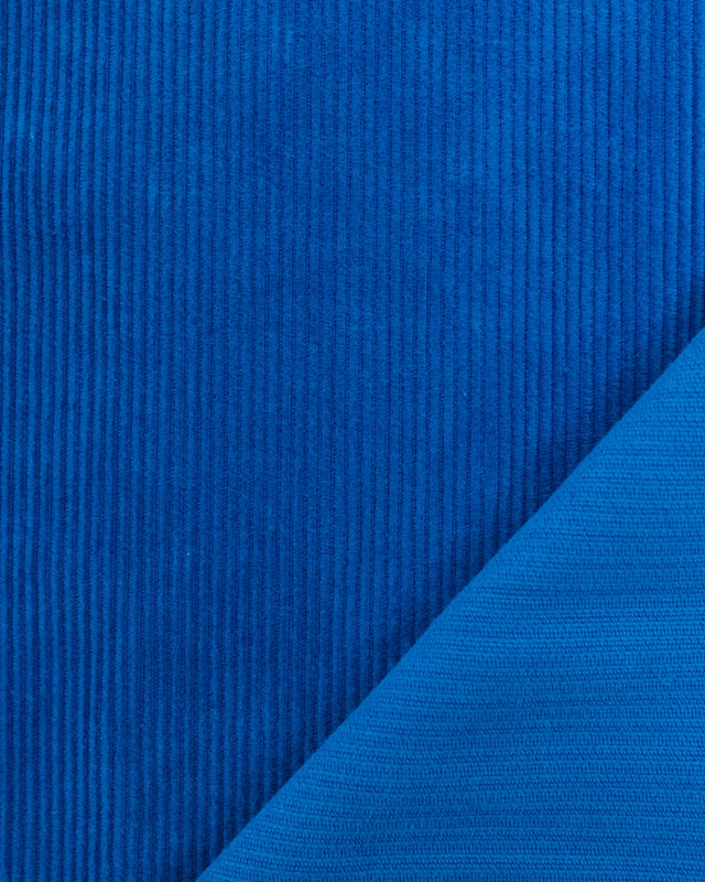 Tissus en ligne : Velours Côtelé Bleu Roi Oekotex  - Mercerine