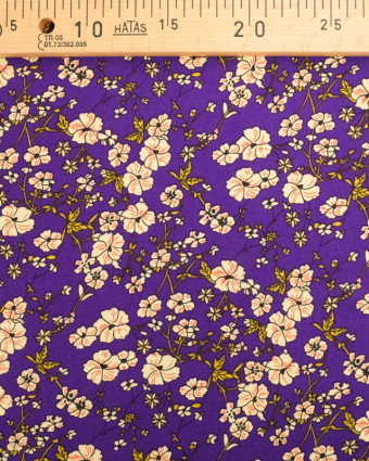 Tissu viscose au mètre : imprimé fleuri violet - Mercerine
