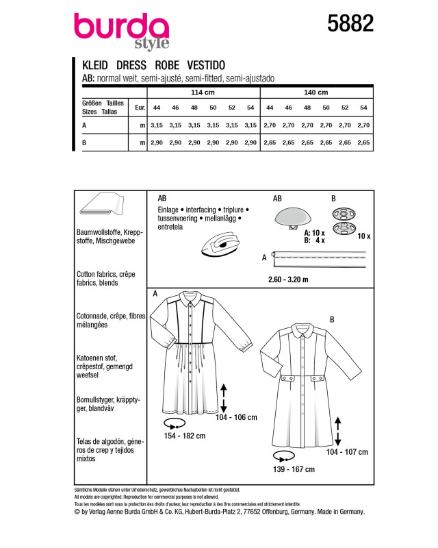 Patron Robe Burda 5882 - Mercerine