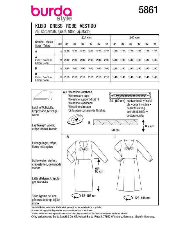 Patron Robe Burda 5861 - Mercerine