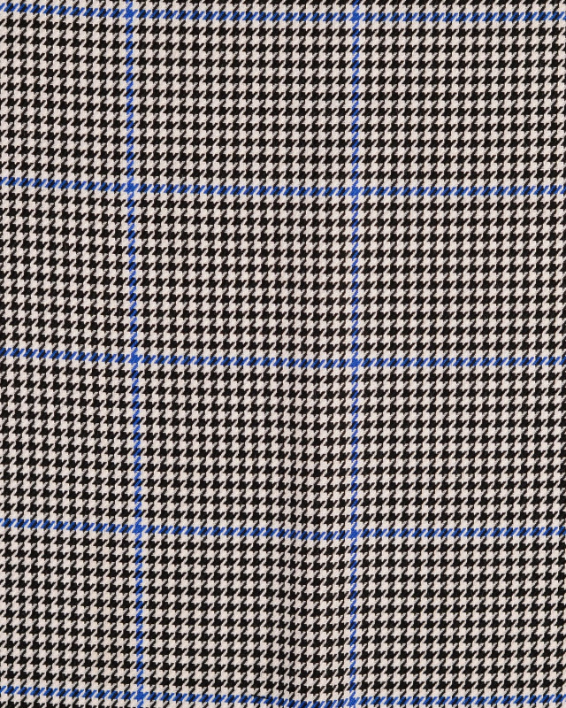 Tissu Pied De Poule Noir/Blanc Bleu - Mercerine