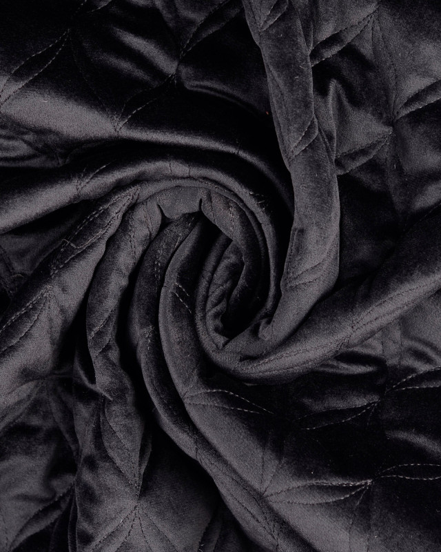 Tissu polyester imperméable matelassé noir