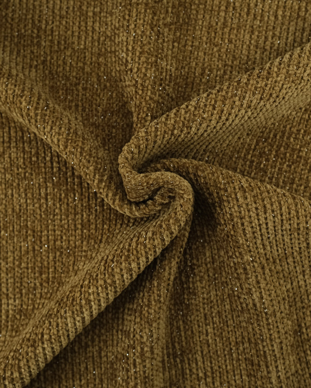 Tissu Maille Chenille Lurex  Olive  - Mercerine