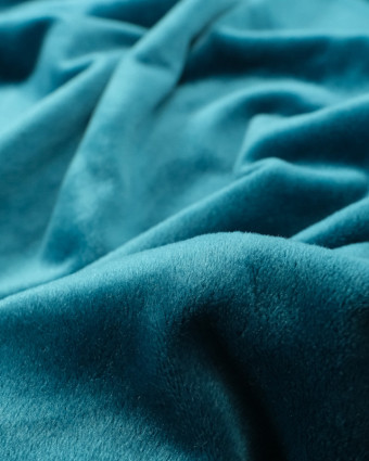 Tissu Sweat Velours Bleu Turquoise - Mercerine