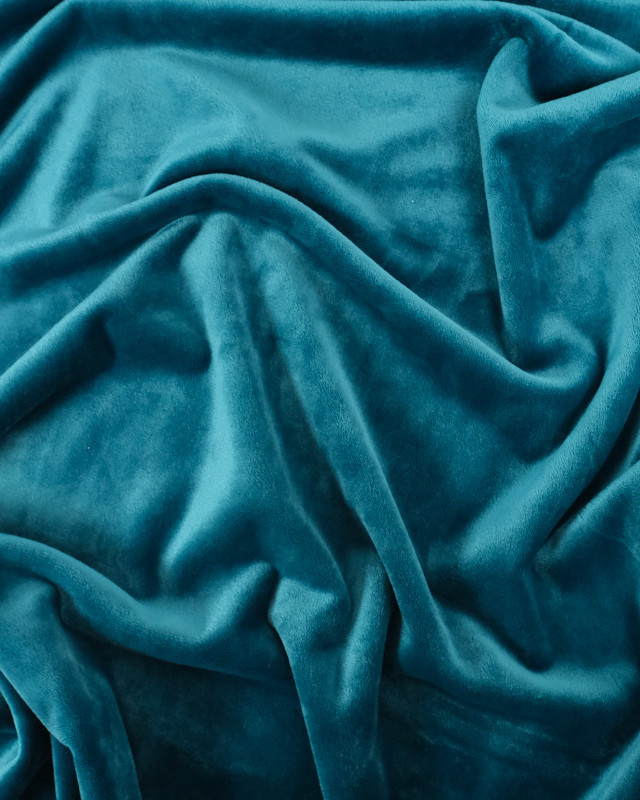 Tissu Sweat Velours Bleu Turquoise - Mercerine