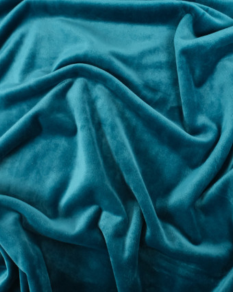 Tissu Sweat Velours Bleu Turquoise - Mercerine