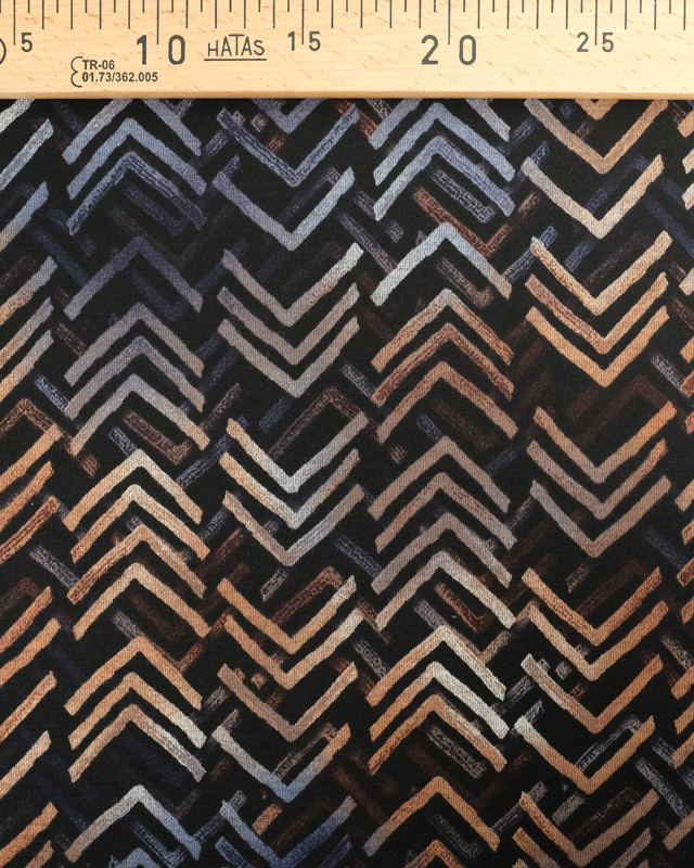 Tissu Milano Leger Chevrons Empreinte  Noir  - Mercerine