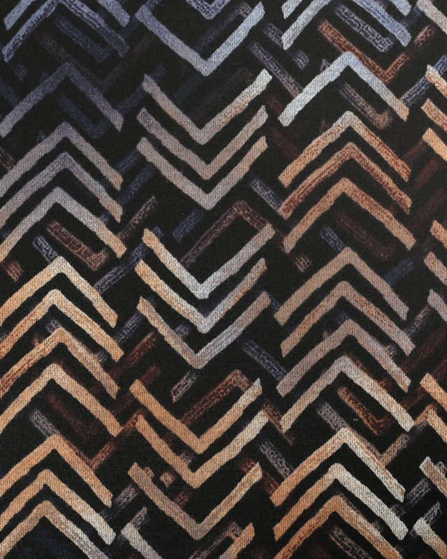 Tissu Milano Leger Chevrons Empreinte  Noir  - Mercerine