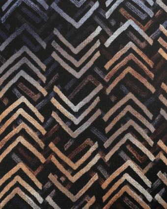 Tissu Milano Leger Chevrons Empreinte  Noir  - Mercerine