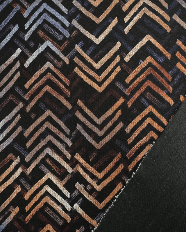 Tissu Milano Leger Chevrons Empreinte  Noir  - Mercerine