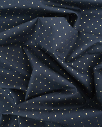 Coton de Noël Bleu Marine Pois Dorés Oeko-Tex  - Mercerine