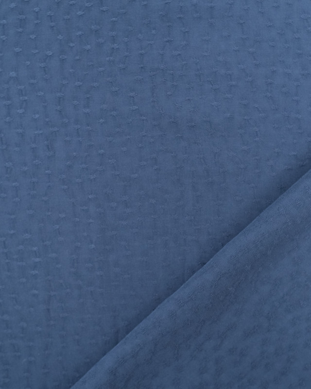 Tissu Viscose Motif Relief Bleu Foncé Oeko-Tex - Mercerine