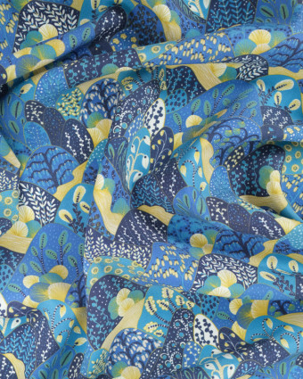 Viscose Sanforisée Bleue Motif Japonisant - Mercerine