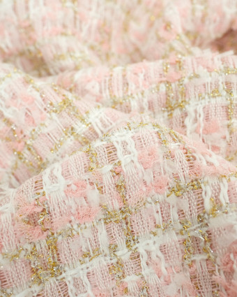 Tissu Tweed Lurex Baby Rose - Mercerine