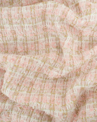 Tissus au mètre :  Tweed Lurex Baby  Rose  - Mercerine