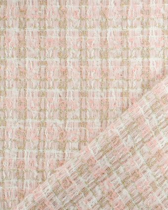 Tissus au mètre :  Tweed Lurex Baby  Rose  - Mercerine