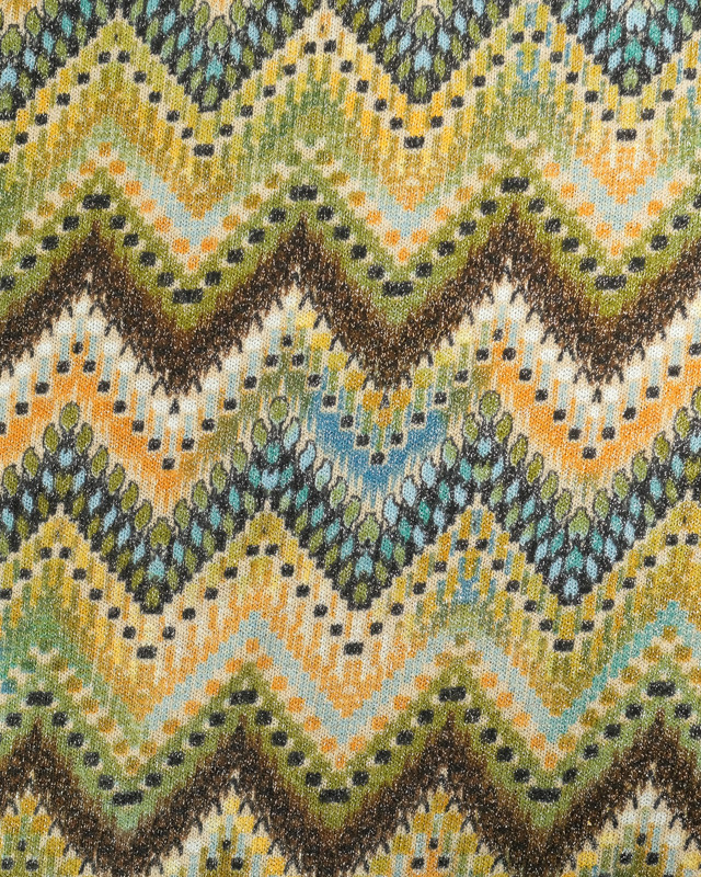 Tissu Jacquard Maille Lurex Chevron Vert - Oeko-Tex