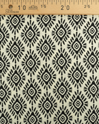 Tissu Viscose Motif Aztèque Ecru  - Mercerine